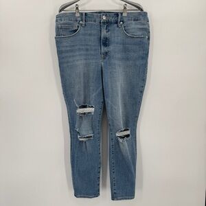 Good American Good Legs Ripped Skinny Jeans size 15 in Blue 617 High Rise Denim